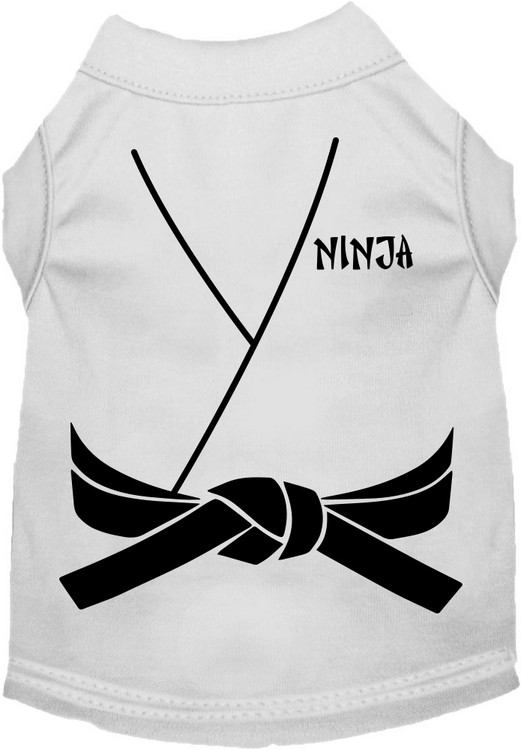 Ninja Costume Screen Print Dog Shirt White Size XXXL